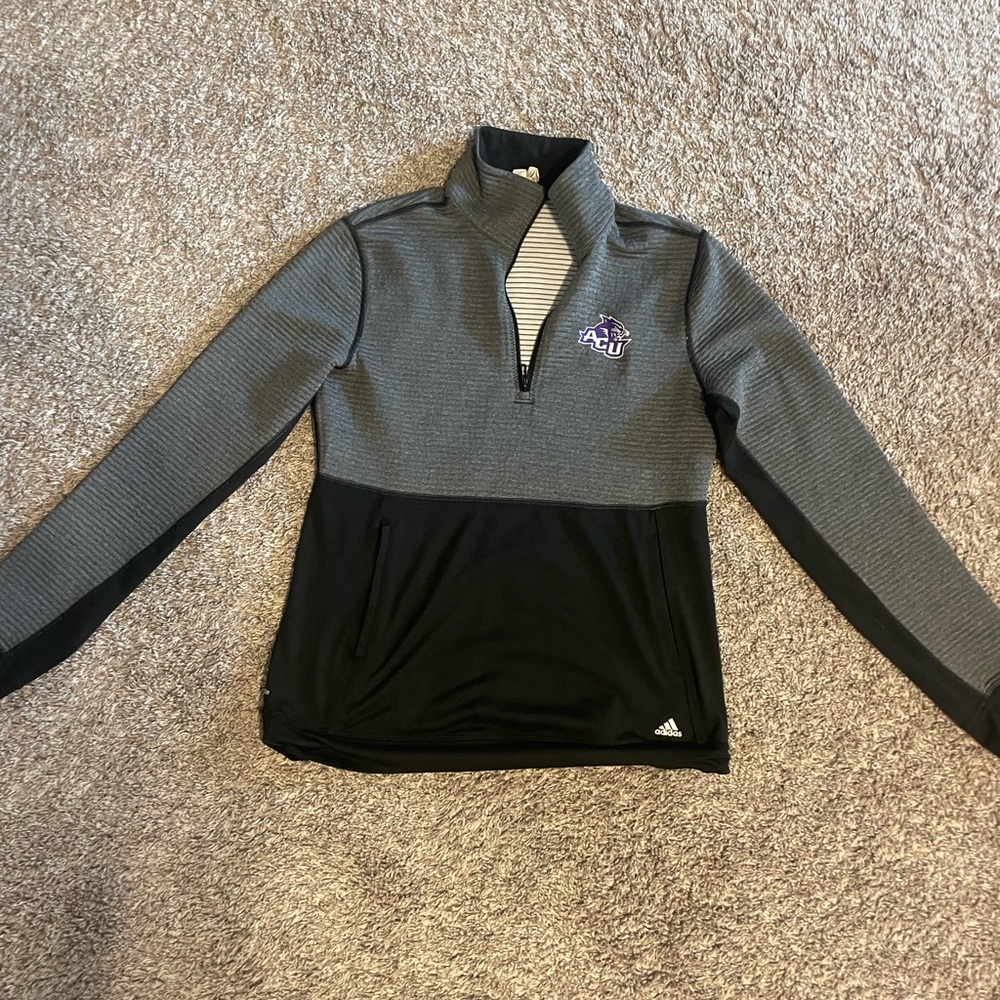 Adidas Gray and Black Quarter-Zip Pullover